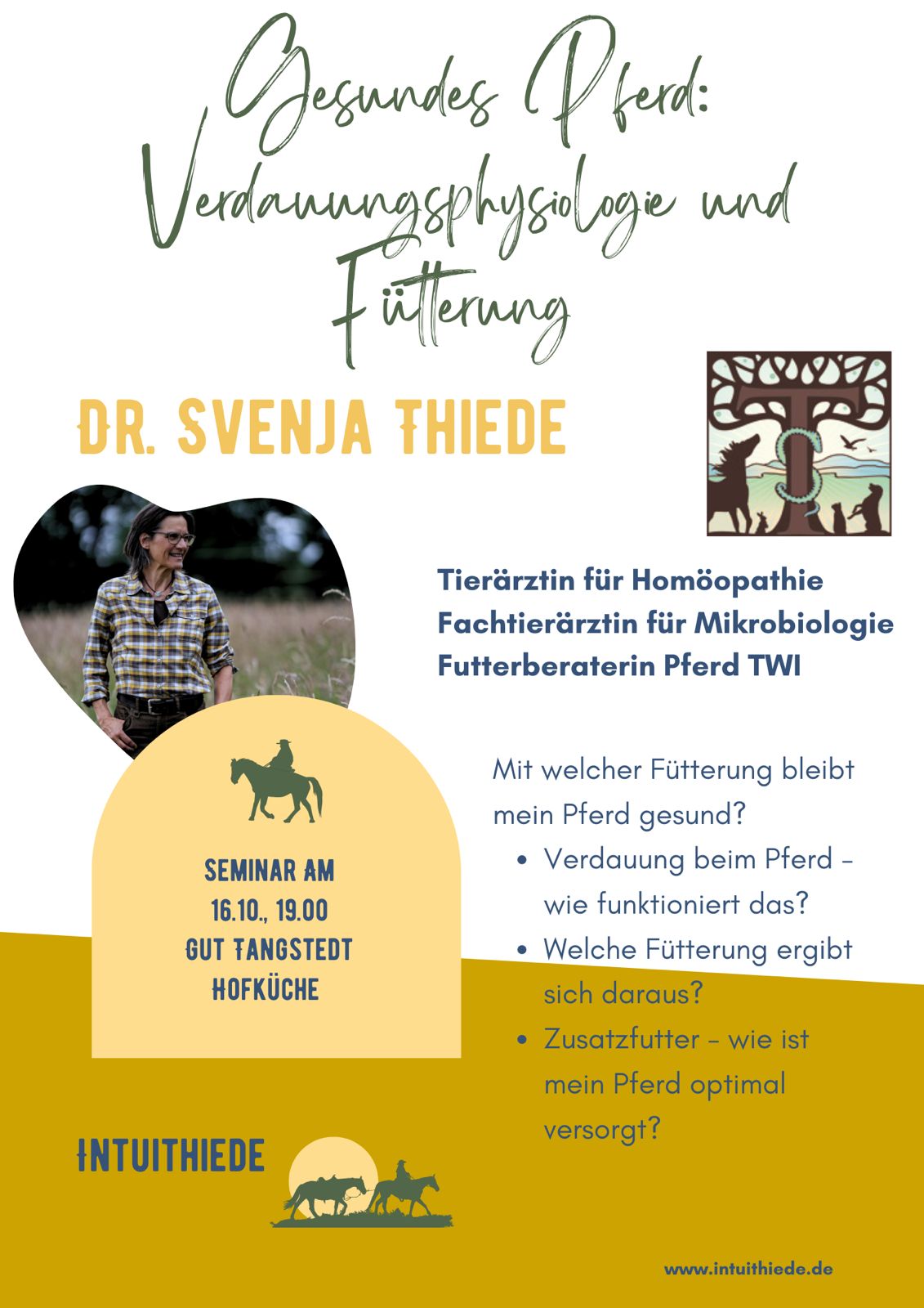 Ankündigung zur einem Workshop zum Thema Pferdefütterung auf Gut Tangstedt