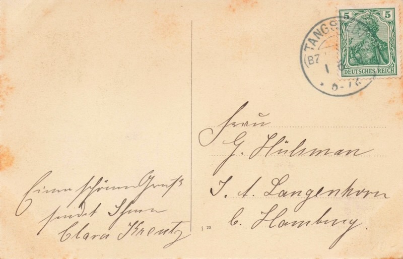 Rückseite historische Postkarte Schloss Tangstedt Verlag Gerd Peters Poppenbüttel.